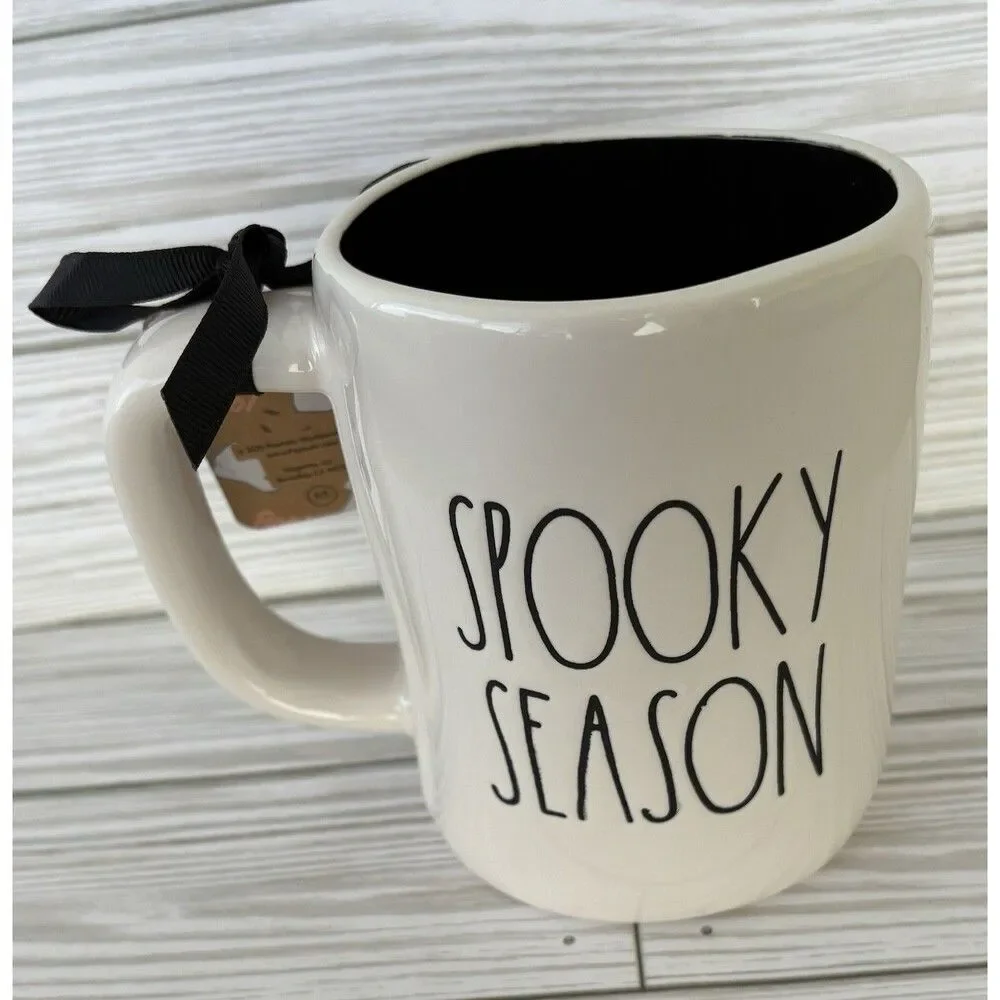 Rae Dunn Halloween Ghost Spider BOO SPOOKY SEASON Coffee Chocolate Mug NEW 2025